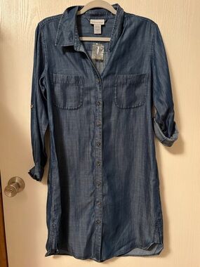 NWOT Soft Surroundings Chambray Shirt Dress Size Small Petite